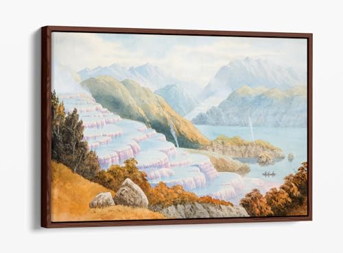 Toile The Pink Terraces par John Hoyte avec cadre en noyer de 76 cm