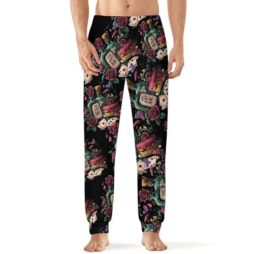 Playing Poker Cards Cake Men's Pajamas Pants Lightweight Sleep Lounge Pant Pjs Bottoms Casual Sleepwear