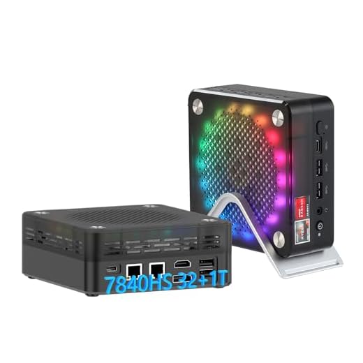 AWOW Gaming Mini PC AMD Ryzen 7 7840HS (8C/16T, bis zu 5,1 GHz), 32 GB DDR5 5600 MHz RAM, 1TB M.2 NVM ESSD, 4K Triple Display, BT5.2, WiFi6, 2.5G and 1000Mbps LAN, Mini Gaming PC