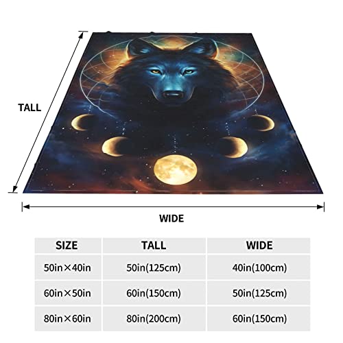 Wolf Constellation Blanket Soft Lightweight Flannel Throw Blankets Bedding For Sofa Living Bedroom Decor For Kids Teens Adults Gifts 60"X50" #TOP3