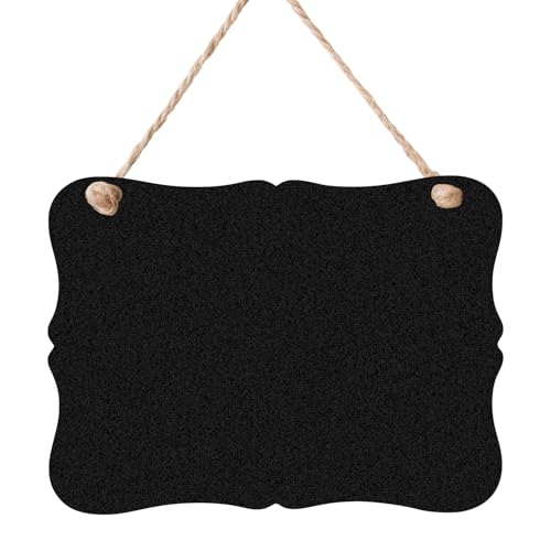 1Pcs Wooden Double-Sided Chalkboard Sign, 9x6.7 Inches with Hanging String, Versatile Erasable Message Board for Home, Party, Wedding Decor & More (Wave 1)