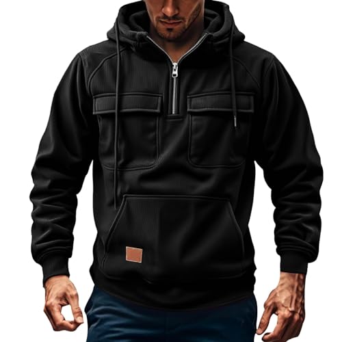 Corduroy Jacket Big And Tall Hoodies for Men Quarter Zip Up Hooded Sweatshirts Workout Gym Men Fashion Outdoor Pullover2