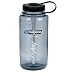 Nalgene Tritan Wide Mouth BPA-Free Water Bottle, Gray with Black Cap, 2 Count