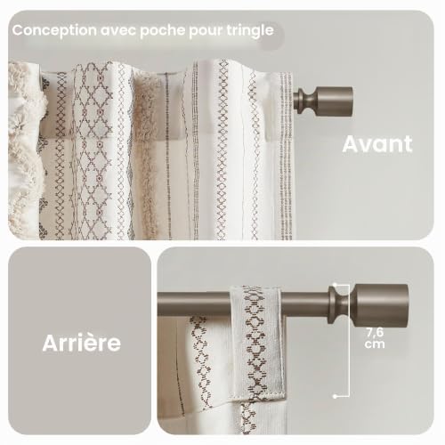 Rideau ivoire en coton chenille touffeté géométrique pour décoration salon