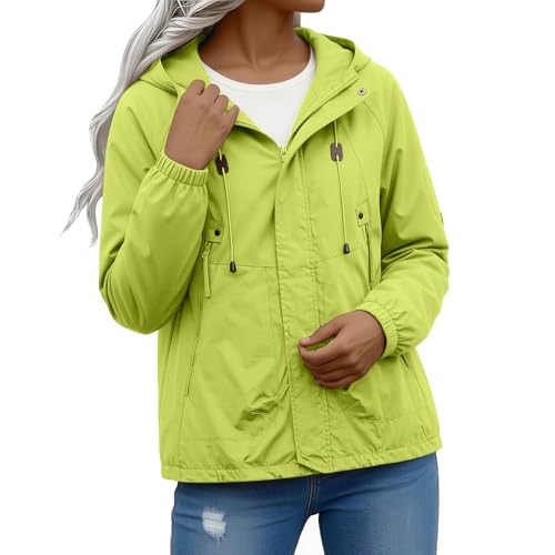 Chaqueta impermeable de mujer con capucha y cremallera HUIFUAO de manga larga