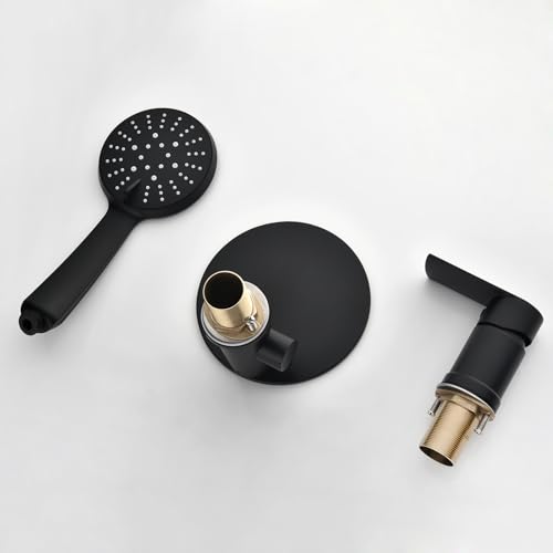Mitigeur bain-douche 3 trous noir en acier inoxydable pour baignoire moderne - 6