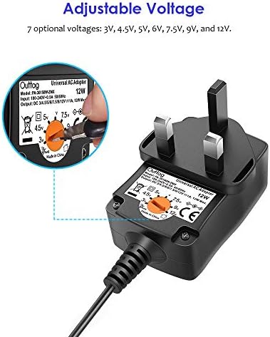 Universal Power Adapter AC Adapters 3-12v Power Supply 3V 4.5V 5V 6V 7.5V 9V 12V 1A DC Power Supply for Electronic Devices BT Speaker CCTV Wireless Router Cameras Android TV Box and More