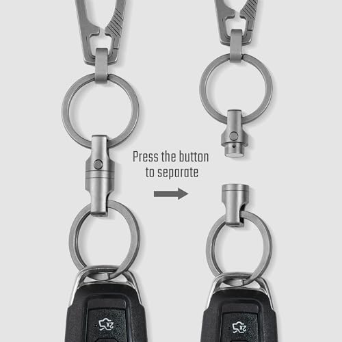 Image of KeyUnity Titanium Magnetic Quick Release Keychain, One-Hand Detachable Connector for Car Keys, USB Drives and EDC, Gear, KA45 Large-1 Pack
