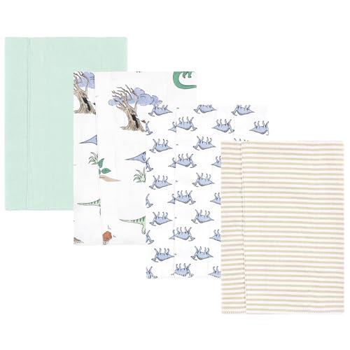 Luvable Friends Hudson Baby Flannel Burp Cloths 4pk, Pastel Dino