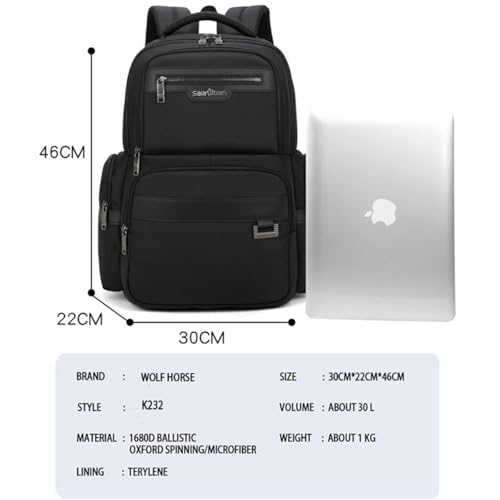 Backpack Men's Multilayer Backpack Business Casual Bag Large Capacity Multifunctional Computer Bag,waterproof, fits 15.6inch notebook(Black)3