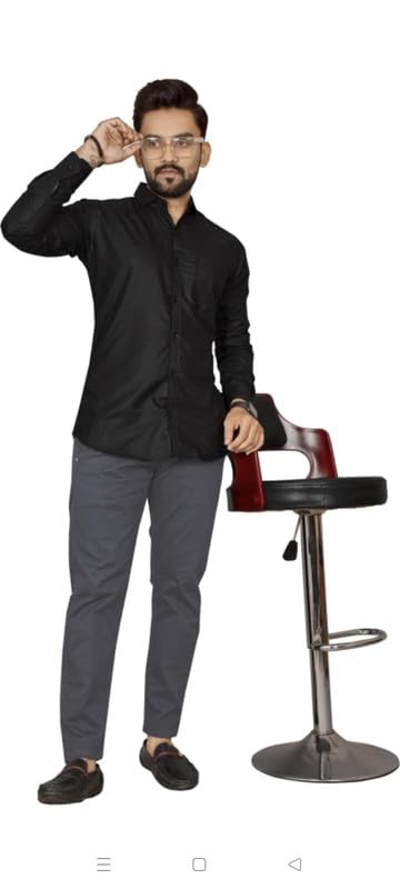 Image of Mens Solid Slim Fit Shirt | Formal Shirts | Men Office Wear | Formal Shirts for Men Office Wear Branded 102-Plain Shirt