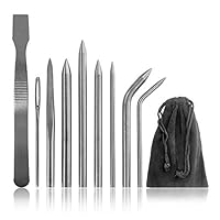 Ganzoo Paracord FID Flecht-Nadel Set 10 -teilig, Edelstahl, für Paracord 550, 425, 350, Näh-Set, Schnürstich, zum Basteln und Vernähen, mit Glättwerkzeug, verschiedene Größen