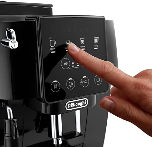 De'Longhi Magnifica Start ECAM220.22.GB, Automatyczny ekspres do kawy z dyszą do spieniania mleka, 4 napoje dostępne jednym przyciskiem, panel sterowania Soft Touch, 1450 W, czarny