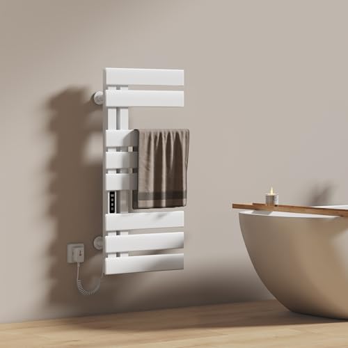 EMKE Toallero Electrico Baño 850 x 400 mm, Radiador toallero eléctrico, Blanco 230W,Control de Temperatura Inteligente,Calienta Toallas Baño Electrico