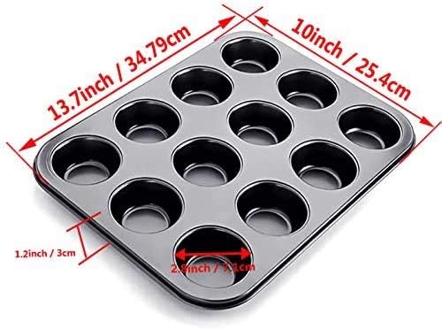 PISHI Muffin Tray Carbon Steel Non Stick 12 Cupcake Baking Pan (2 Pack) - Image 4