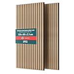 VOUNOT® 2 Pack Acoustic Wall Panels 120x60cm MDF Slat Panels Sound Absorption Decorative Panels for Home Studio Office Bedroom, Light Oak