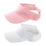 Gkhlg 2 Stück Kinder Visoren Cap Sonnenkappe Kinder verstellbar atmungsaktiv leer Oben UV-Schutz Sonnenschild Kinder für 4-10 Jahre Kinder Strand Camping Outdoor Sport Alltag (Rosa + Weiß)