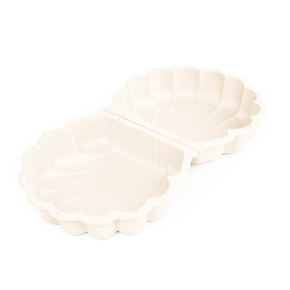 Ondis24 Coquillage en plastique pour bac à sable avec couvercle, 2 pièces (Beige pastel, 87)
