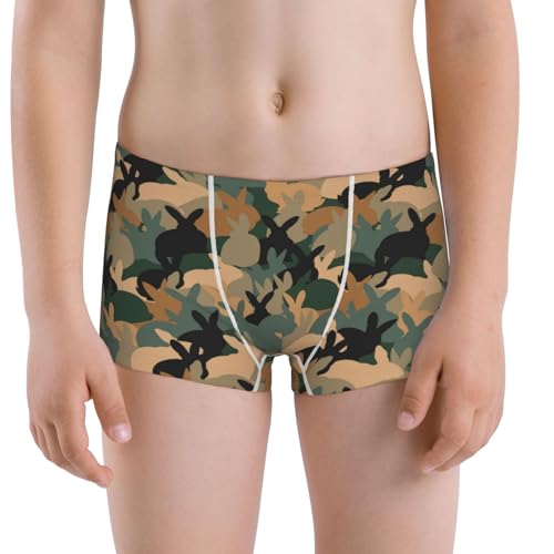Boys' Cotton Boxer Brief Soft Underwear-Camouflage Rabbit