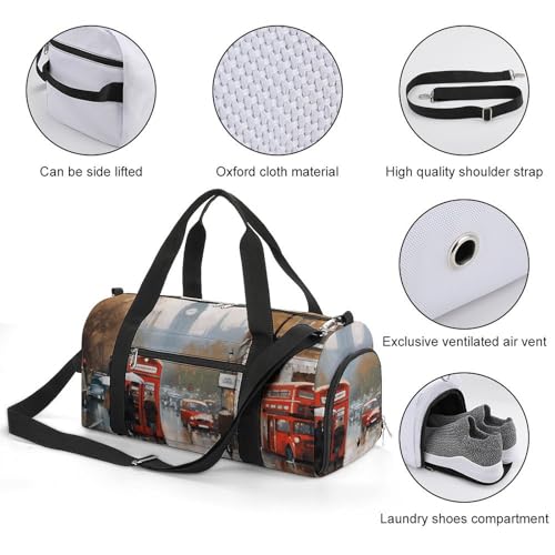Sac de gym de voyage imprimé Londres élégant taille unique avec compartiments