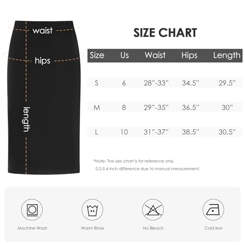 Boonbery BY22 Women'S Maternity Skirt Over The Belly Midi High Pregnancy Pencil Skirt Waisted Solid Stretchy Clothes Dress Work Outfits M Black thumb #4