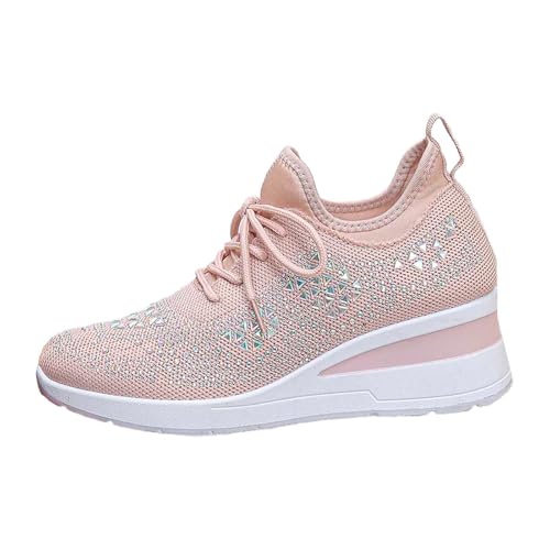 Baskets tendance avec lacets en strass respirantes et légères pour la marche