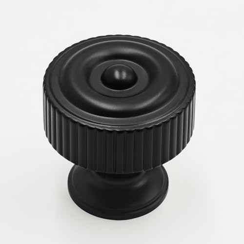 Coinkoly 10 Pack Matte Black Knurled Cabinet Knobs for Dresser Kitchen Knobs for Cabinets Single Hole Cabinet Pulls Hardware CK0095