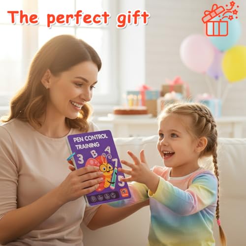 Image of PATPAT Toddler Drawing Notebook, Magic Book for Kids 2-5 Years with 96 Sheet Preschool Sank Magic Practice Copy Book for Kids with Dry Erase Pen & Sponge Erase, Practice Letters, Numbers & Lines