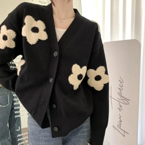 Women's Cropped Cardigan Sweaters Boho Crochet Floral Embroidery Oversized Open Front Knit Sweater Outwear3