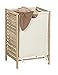 WENKO Cassapanca per Il bucato in Legno Massiccio di Acacia e Sacco per Il bucato, Cesto per Il bucato, Cesto Biancheria, Contenitore bucato, mobili in Legno, per Bagno e camere, Aperto, 40 x 35 x 60