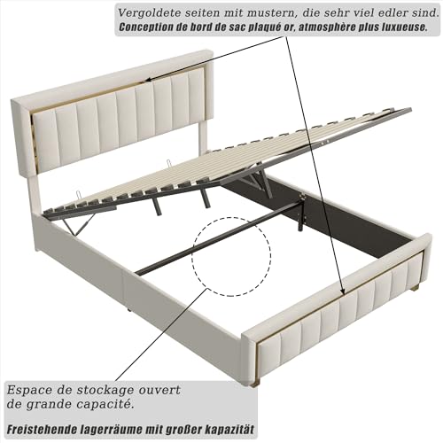Variante de BPKADHY canapé 160 x 200 terciopelo blanco arroz
