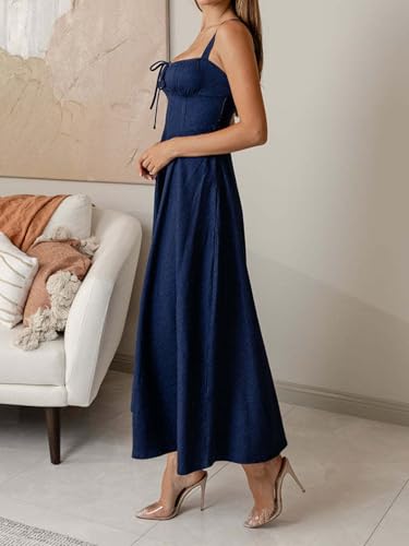 Womens Denim Dress Sexy Sleeveless Midi Blue Jean Dresses Adjustable Strap Flowy A Line Corset Long Dress3