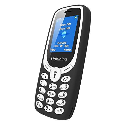 Ushining 2G Senior Unlocked Feature Phone T-Mobile GSM Cell Phone Dual Card Dual Standby Unlocked Cell Phone Easy to Use Basic Phone (Black)