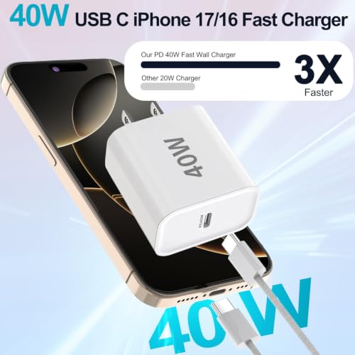 Image of iPhone 17 /16 /15 Charger Fast Charging 3Pack 40W USB C Charger Fast Charging