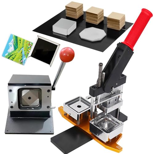 2x2 Máquina para Hacer Imanes de Refrigerador, Máquina para Hacer Botones Cuadrados-con 200 consumibles 1 Cortador- para imanes e Insignias de Nevera(Package)