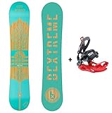 Snowboard de canver invertido, rocker o banana. Es ideal para el freestyle por su flex alto, su ligereza (2,85kg) y su forma.