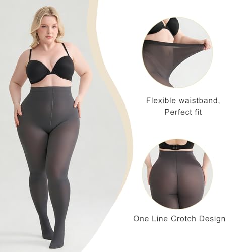 Image of Women's Plus Size Tights High Waist Sheer Semi Opaque Ultra-Soft Pantyhose XL, 2XL, 3XL, 4XL