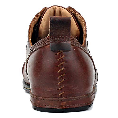 Image of OSSTONE Moto Boots for Men Fashion lace-up Leather Chukka Boots Casual Shoes OS-6015-1-RED-BROWN-R