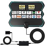 EUSBWA Antenna Digital HD Indoor TV, 4K 1080p, Free Local Channels, Up to 500+ Miles Range, 16.4ft Coax HDTV Cable Antenna for Smart and Old TVs