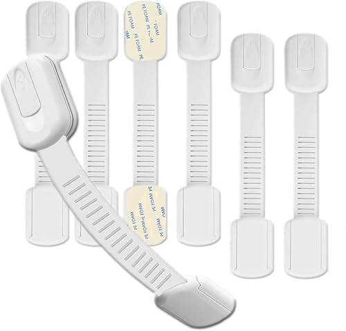 Hion Pack of 6 Child Lock for Cupboard Drawer Lock for Baby and Children for Door Cupboards Refrigerator Cabinet Lock with Adhesive No Drilling