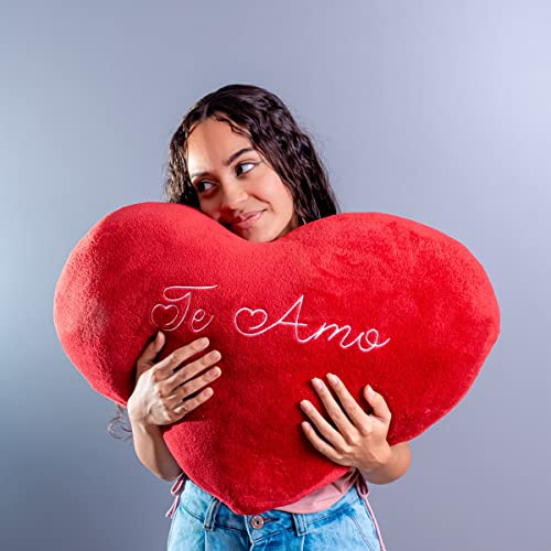 Almofada Coração de Pelúcia Gigante Te Amo Vermelho Grande Cor:Vermelho