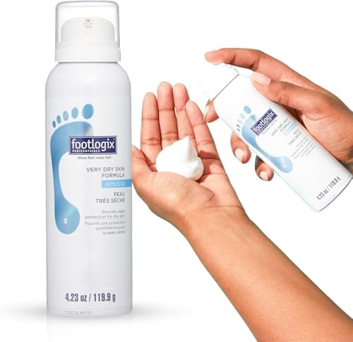 FOOTLOGIX Very Dry Skin Formula Foot Mousse – Urea, Co-Q10, Aloe Vera & Vitamin E | Moisturizing Foot Mousse for Dry & Rough Feet | Fragrance-Free, Non-Greasy | 4.23 fl oz