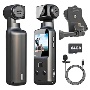 IXROAD 4K Bodycam Körperkamera, POV/Vlog/Pocket Kamera mit 270° Drehbares Objektiv, Sports Action Cam mit Externem Mikrofon, Clip und 64 GB TF-Karte