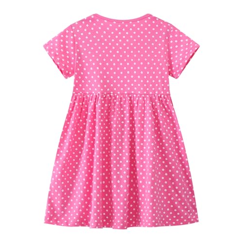 Image of HILEELANG Toddler Girl Short Sleeve Easter Dress Cotton Casual Jersey Shirt Playwear Applique Dress