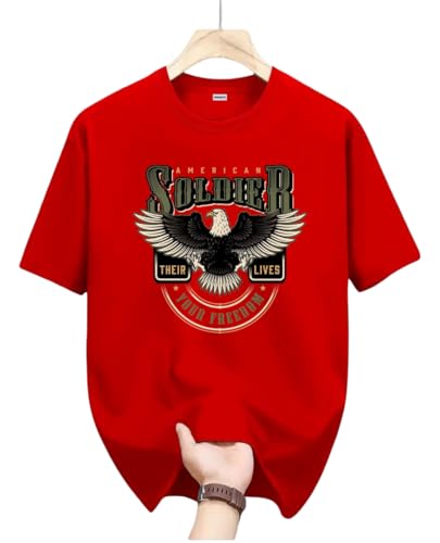 Image of Men's Graphic Printed T-Shirt - American Soldier Eagle Design | Premium Cotton Round Neck Half Sleeve T Shirt | Casual Stylish T Shirt | Trendy Streetwear, Gym