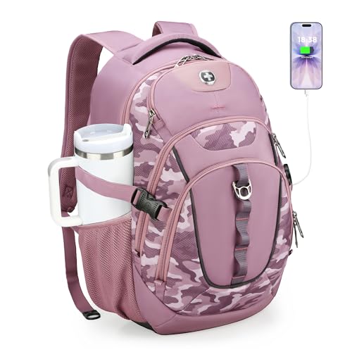 Swissdigital Design Laptop Backpack with USB Charging Port, Travel Backpack