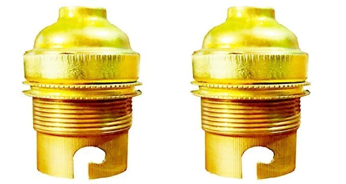 LOGRO Brass Holder Lamp Bases, Yellow, B22 Socket, Polished Brass Finish, Traditional Style, 2 Pack