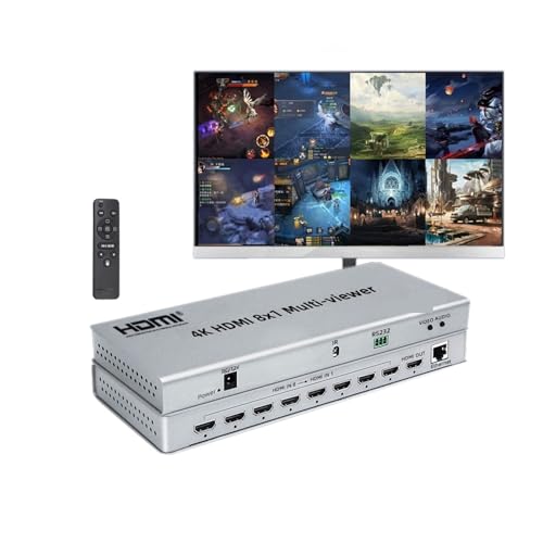 Commutateur multi-vue 8X1 4K 30 Hz | Boîtier de commutation vidéo avec télécommande