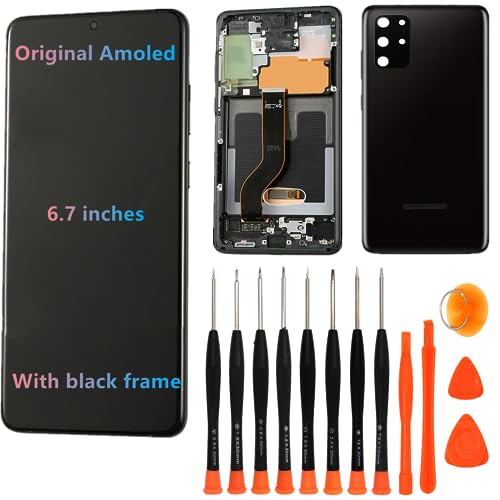 Original 6.7" for Samsung S20 Plus Display Touch Screen Digitizer S20 Plus 5G G985F G985F/DS G986B G986B/DS G986F G986F/DS G986UG986W LCD Screen Replacement (with Black Frame+Back Cover+Tools) image_0