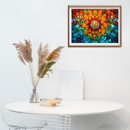 Rompecabezas de Vidrieras 'Flower of Life' para Adultos, 1000 Piezas, Desafío Extremadamente Difícil, Rompecabezas Mosaico Colorido de 70 x 50 cm miniatura 5